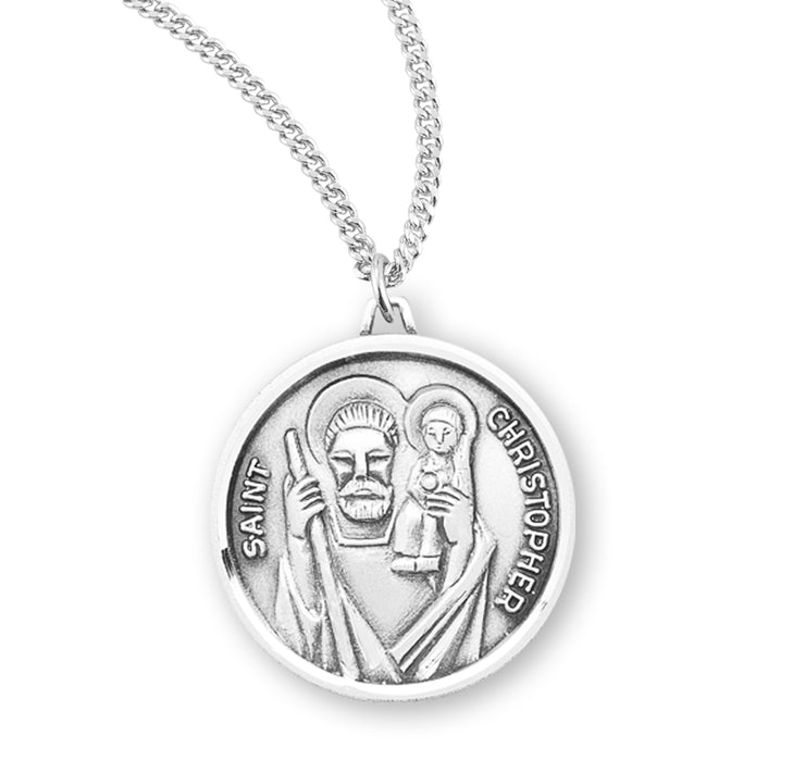 Saint Christopher Round Sterling Silver Medal - S340220