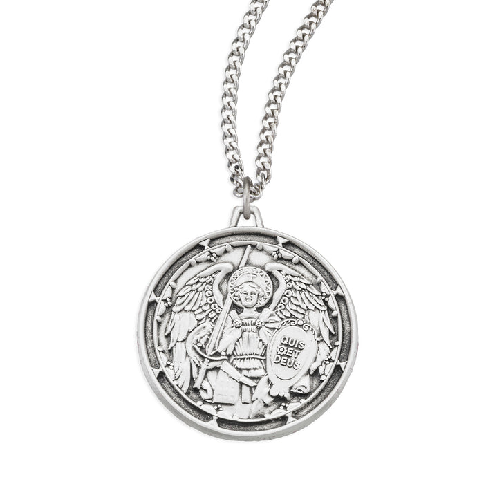 Saint Michael the Archangel Round Sterling Silver Medal - S340824