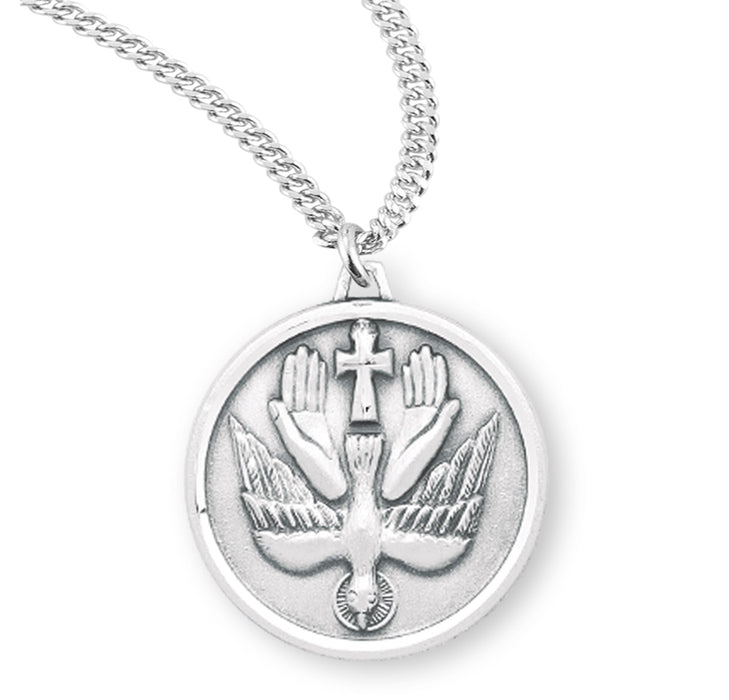 Holy Spirit Round Sterling Silver Medal - S341020