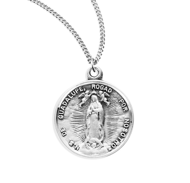 Our Lady of Guadalupe Round Sterling Silver Medal - S351118