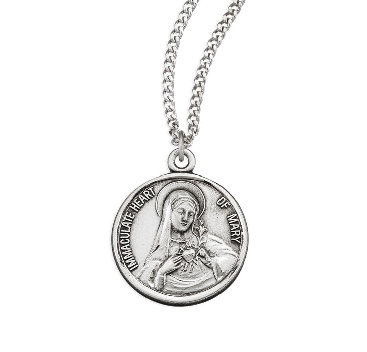 Immaculate Heart of Mary Round Sterling Silver Medal - S355218