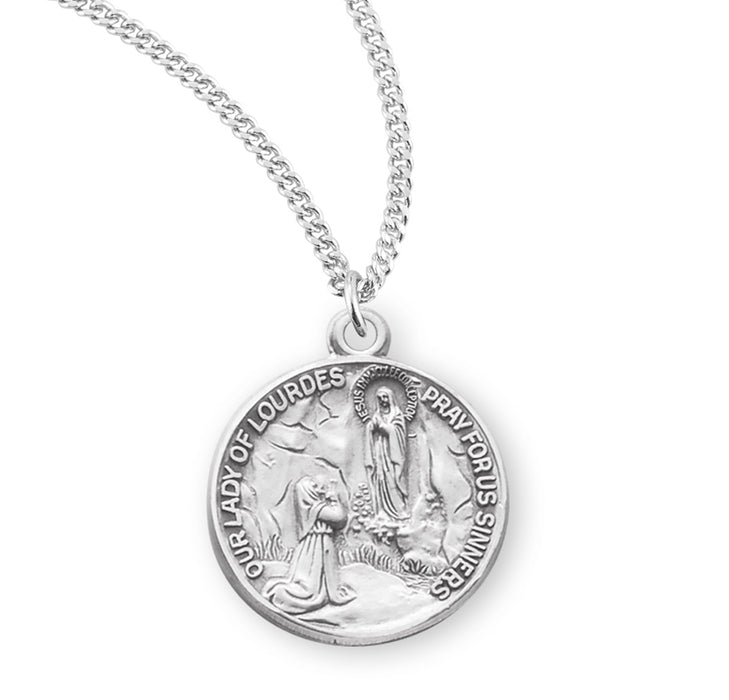 Our Lady of Lourdes Round Sterling Silver Medal - S356018