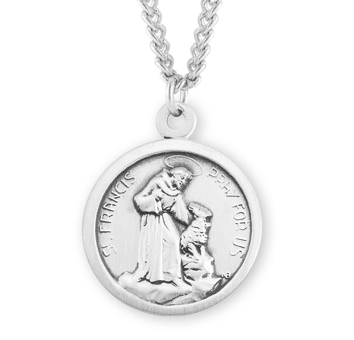 Saint Francis of Assisi Round Sterling Silver Medal - S359924