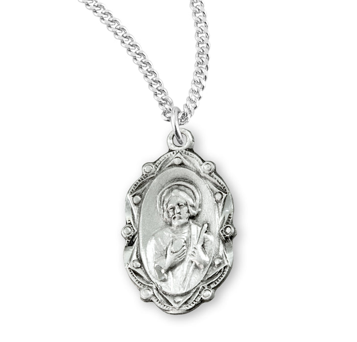 Saint Jude Oval Sterling Silver Medal - S360718