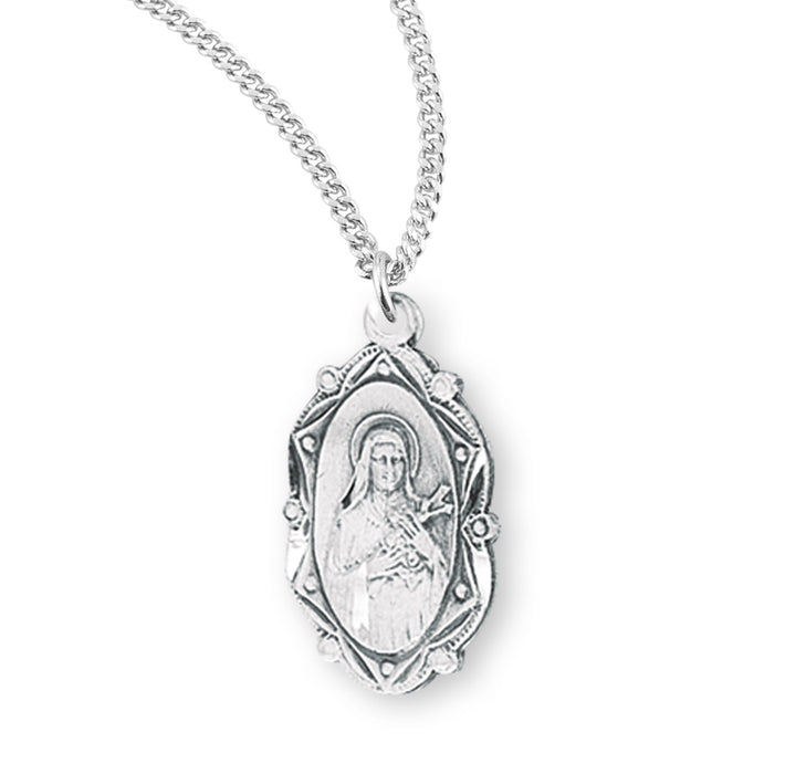 Saint Therese of Lisieux Oval Sterling Silver Medal - S360818