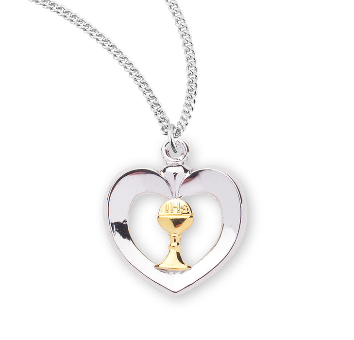 Two-Tone Sterling Silver Heart with a Chalice - S3718TT18