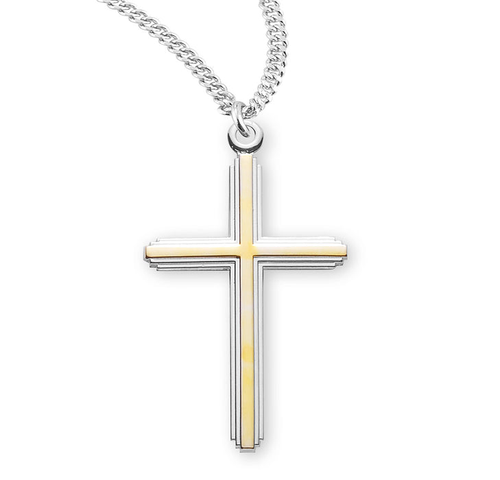 Two-Tone Sterling Silver Inlay Cross - S3732TT20