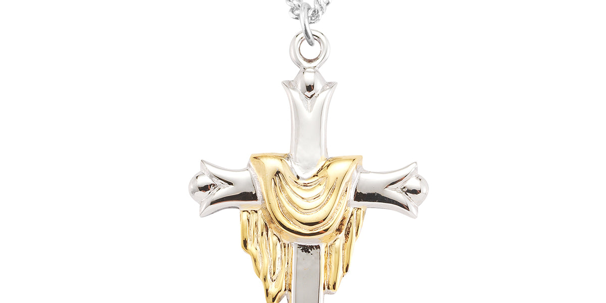 Sterling Silver Cross with a Gold Plated Robe - S3744TT18
