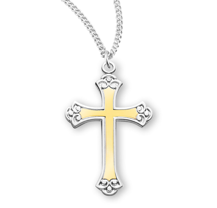 Two Tone Sterling Silver Cross - S3794TT18