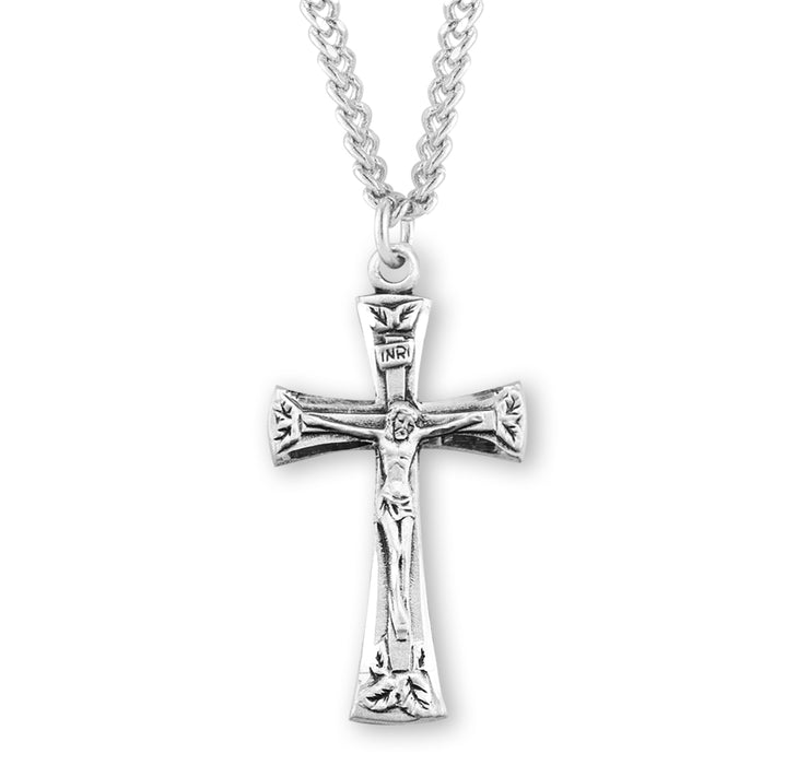 Flare Tipped Sterling Silver Crucifix - S384120