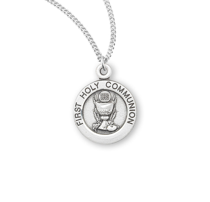 First Communion Round Sterling Silver Medal - S385418