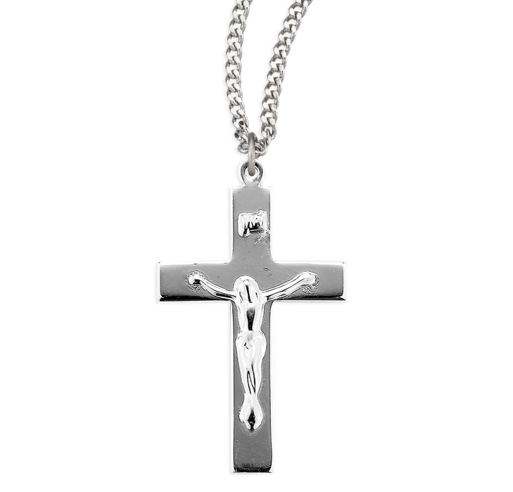 Sterling Silver High-Polished Rhodium Plated Crucifix - S387324