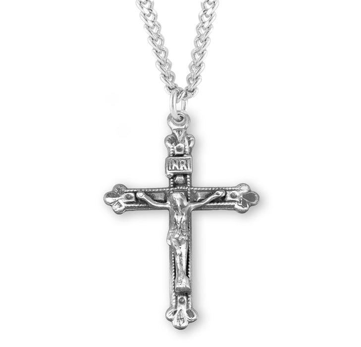 Budded Tip Sterling Silver Crucifix - S388420