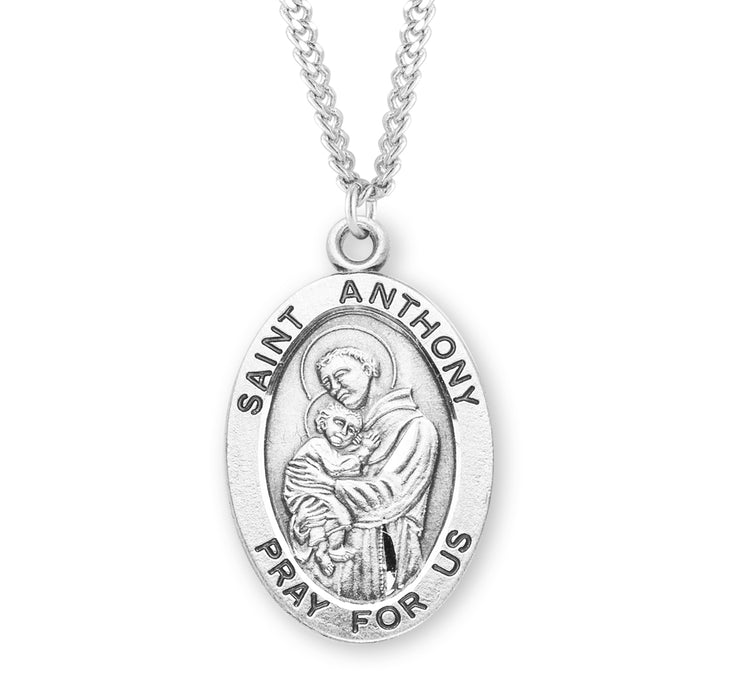 Patron Saint Anthony Oval Sterling Silver Medal - S521124