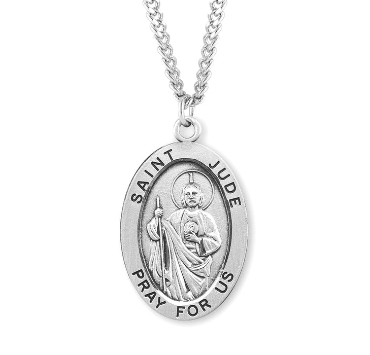 Patron Saint Jude Oval Sterling Silver Medal - S530024