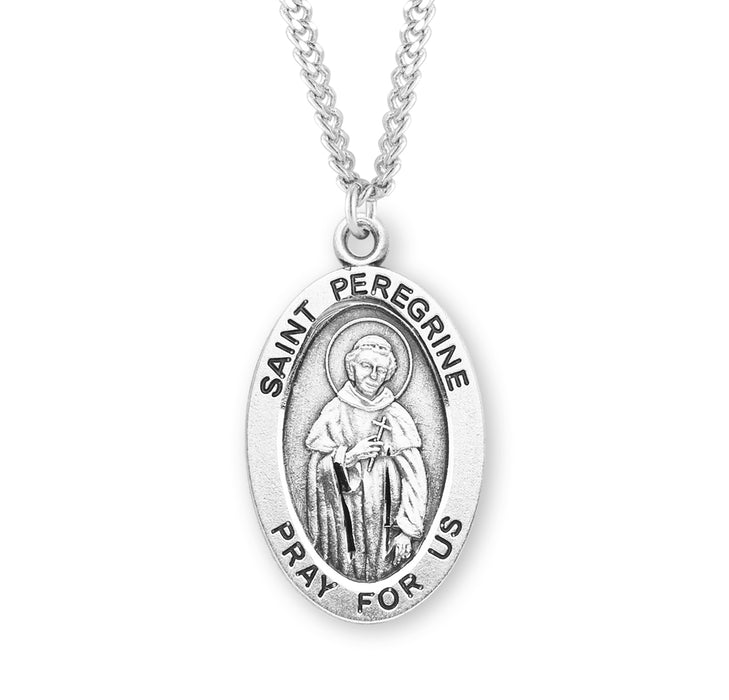 Patron Saint Peregrine Oval Sterling Silver Medal - S532824