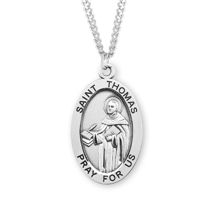 Patron Saint Thomas Aquinas Oval Sterling Silver Medal - S535224