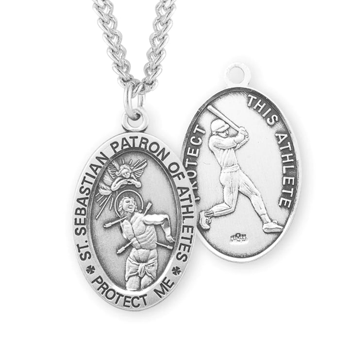 St. Sebastian/Baseball Sterling Silver Medal