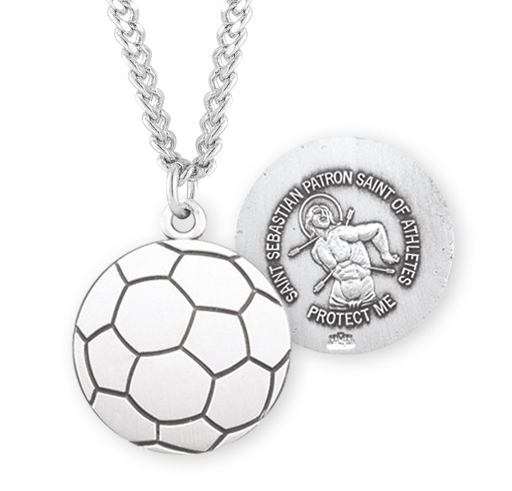 Saint Sebastian Sterling Silver Soccer Athlete Medal - S704324