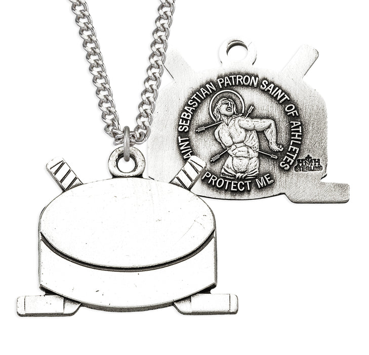 Saint Sebastian Sterling Silver Hockey Athlete Medal - S704524