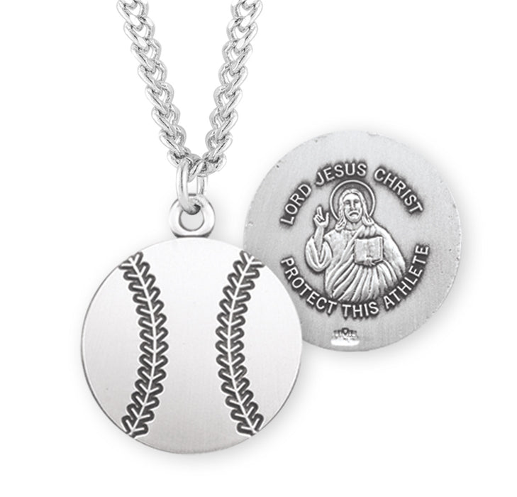 Lord Jesus Christ Sterling Silver Baseball Athlete Medal - S707124