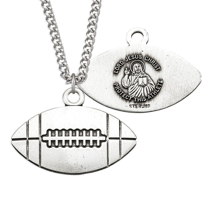 Lord Jesus Christ Sterling Silver Football Athlete Medal - S707224