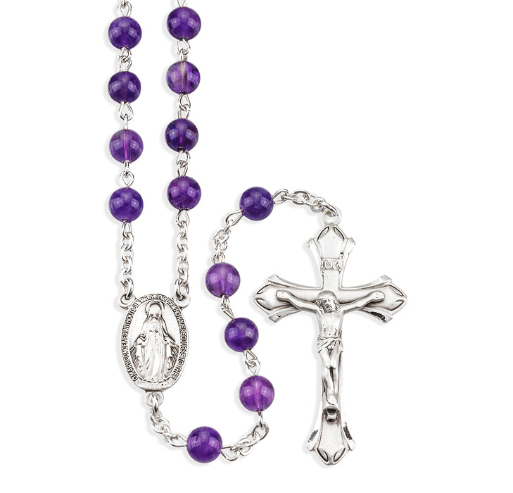 Genuine Amethyst Sterling Rosary - S760AM