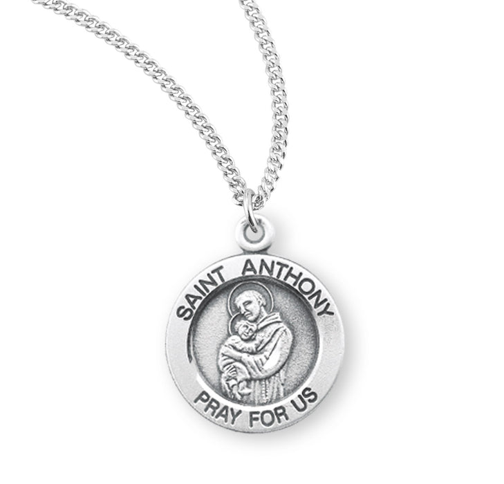 Patron Saint Anthony Round Sterling Silver Medal - S811118