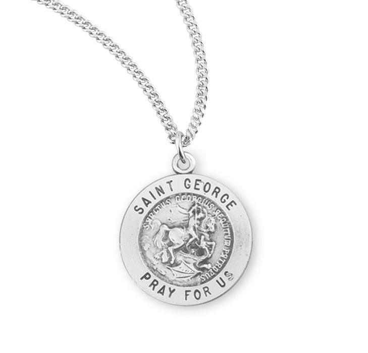 Patron Saint George Round Sterling Silver Medal - S816118