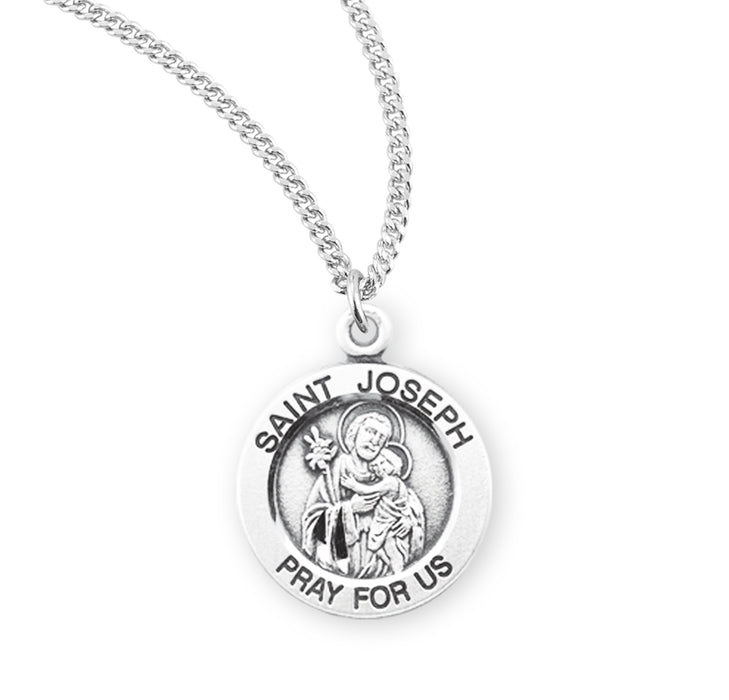Patron Saint Joseph Round Sterling Silver Medal - S819318