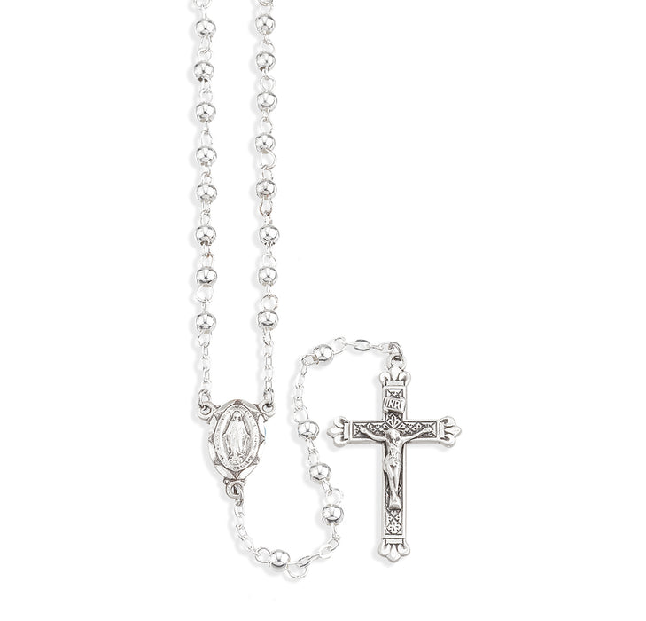 3mm High Polished Round Sterling Rosary - S830