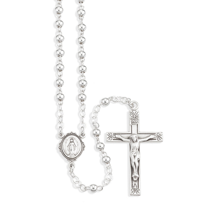 3.5mm High Polished Sterling Silver Rosary - S835