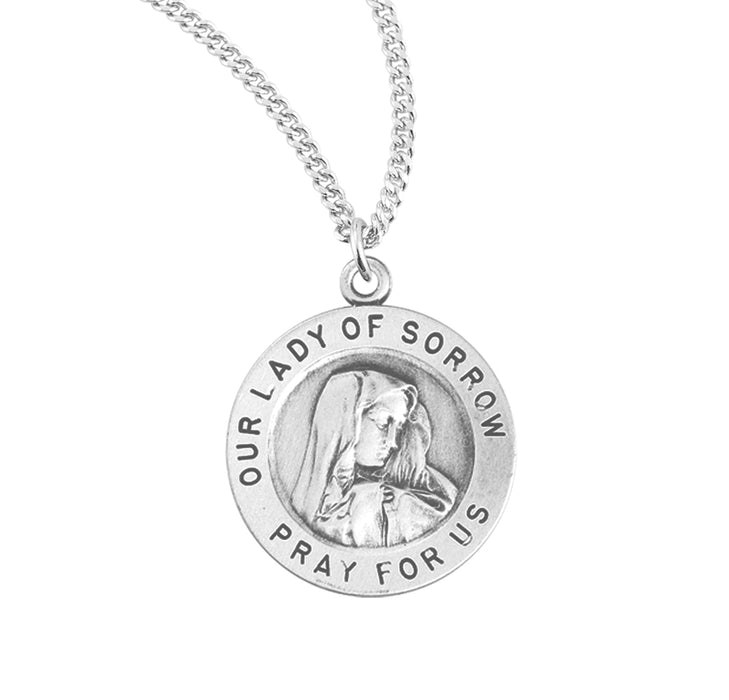 Our Lady of Sorrows Round Sterling Silver Medal - S837218