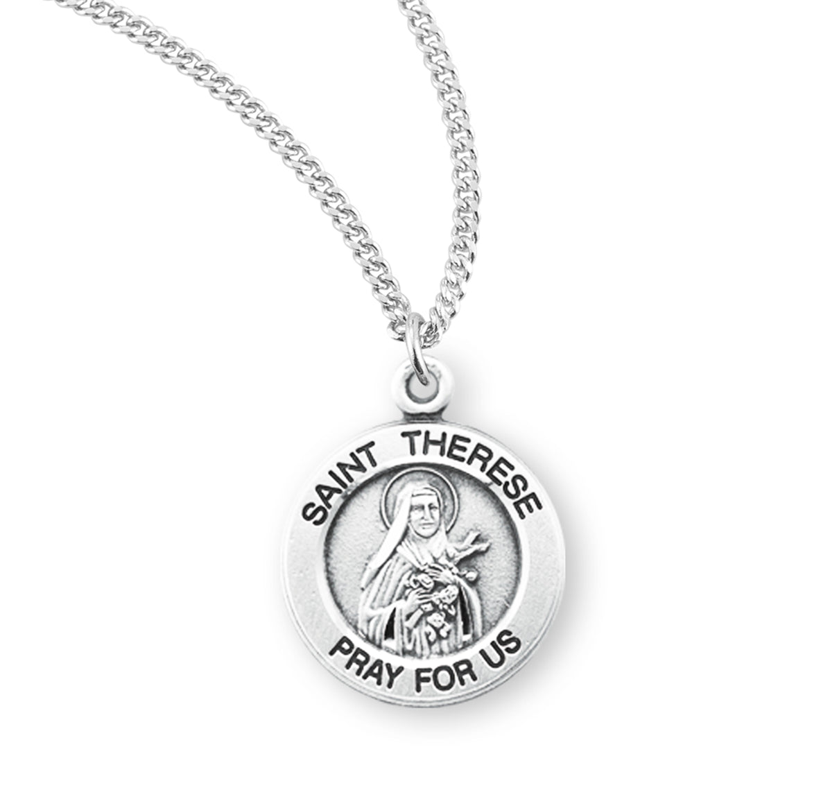 Patron Saint Therese of Lisieux Round Sterling Silver Medal - S838918 ...