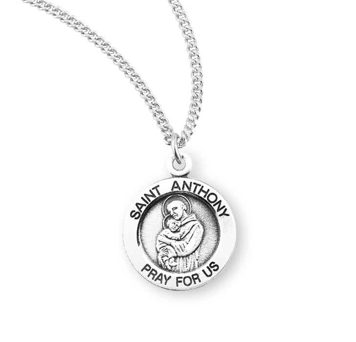 Patron Saint Anthony Round Sterling Silver Medal - S841118