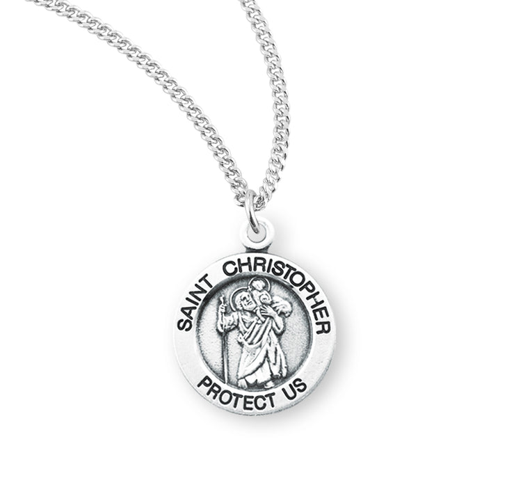 Patron Saint Christopher Round Sterling Silver Medal - S843418