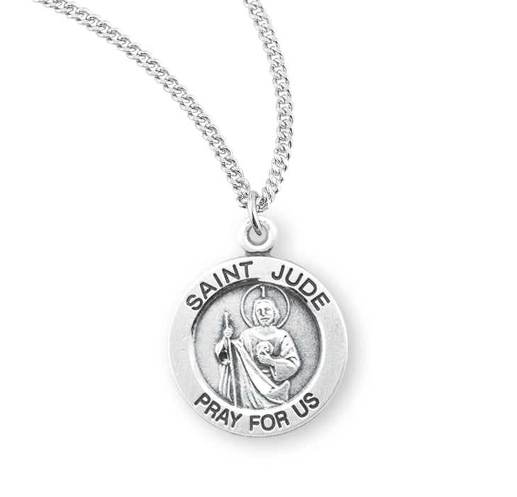 Patron Saint Jude Round Sterling Silver Medal - S850018