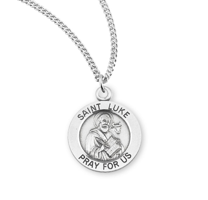 Patron Saint Luke Round Sterling Silver Medal - S851118