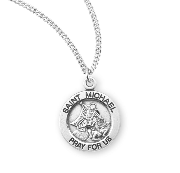 Patron Saint Michael Round Sterling Silver Medal - S852218