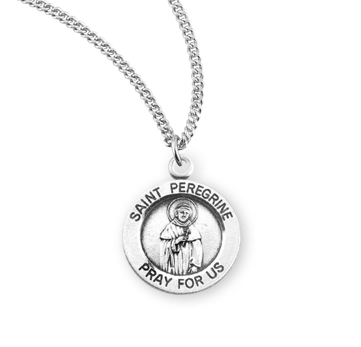 Patron Saint Peregrine Round Sterling Silver Medal - S852818