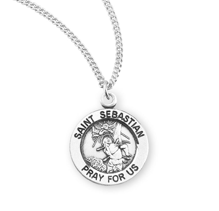 Patron Saint Sebastian Round Sterling Silver Medal - S854518