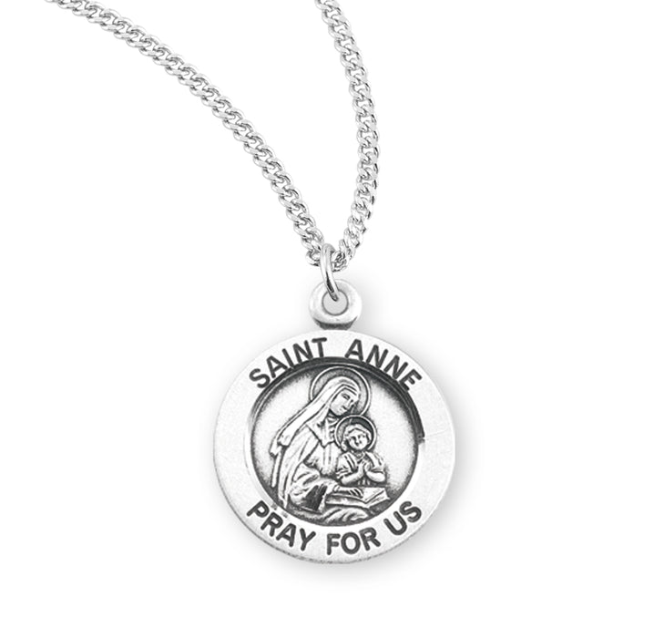 Patron Saint Anne Round Sterling Silver Medal - S860818