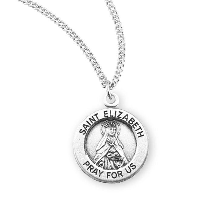 Patron Saint Elizabeth Round Sterling Silver Medal - S863118
