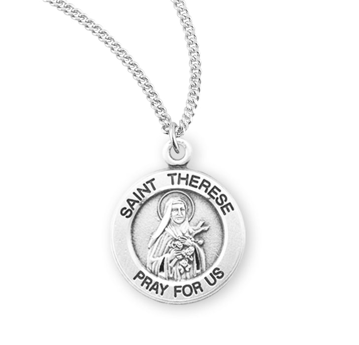 Saint Therese of Lisieux Round Sterling Silver Medal - S868918