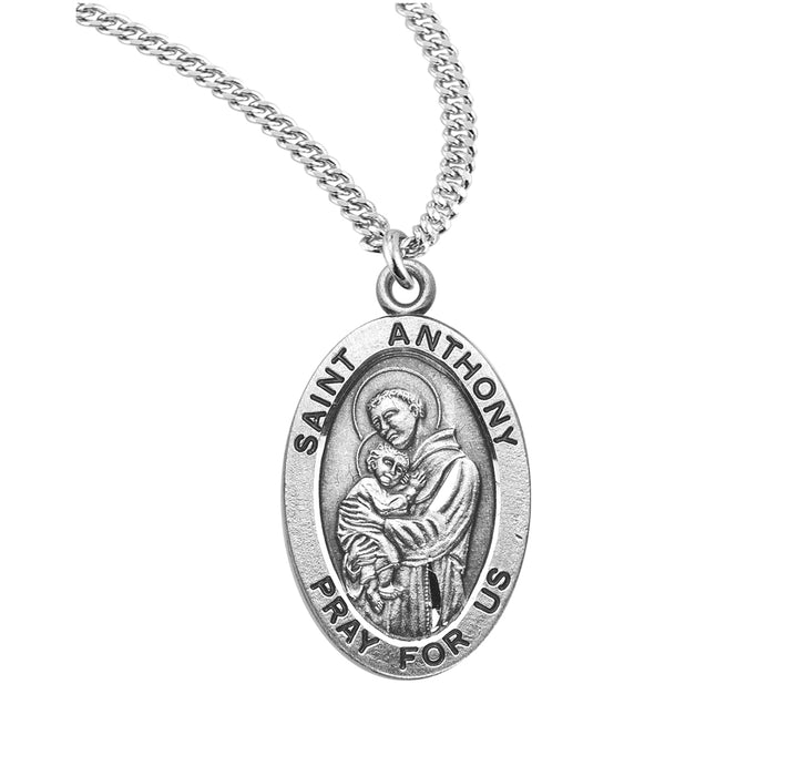 Patron Saint Anthony Oval Sterling Silver Medal - S921120