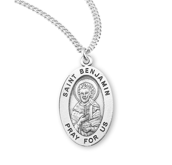 Patron Saint Benjamin Oval Sterling Silver Medal - S922220