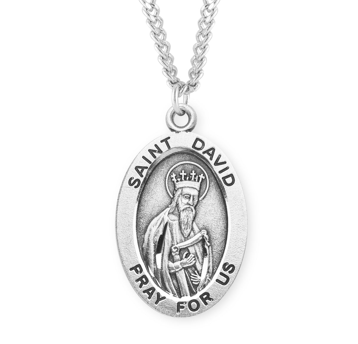 Patron Saint David Oval Sterling Silver Medal - S924020 — Acadian Religious