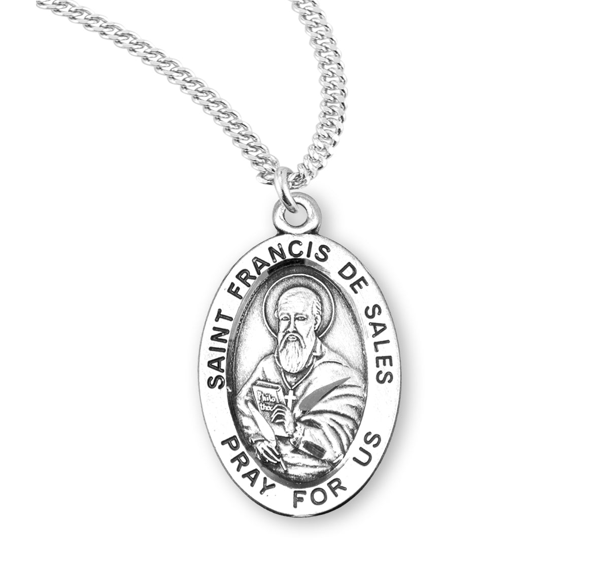 Patron Saint Francis De Sales Oval Sterling Silver Medal - S925620 ...