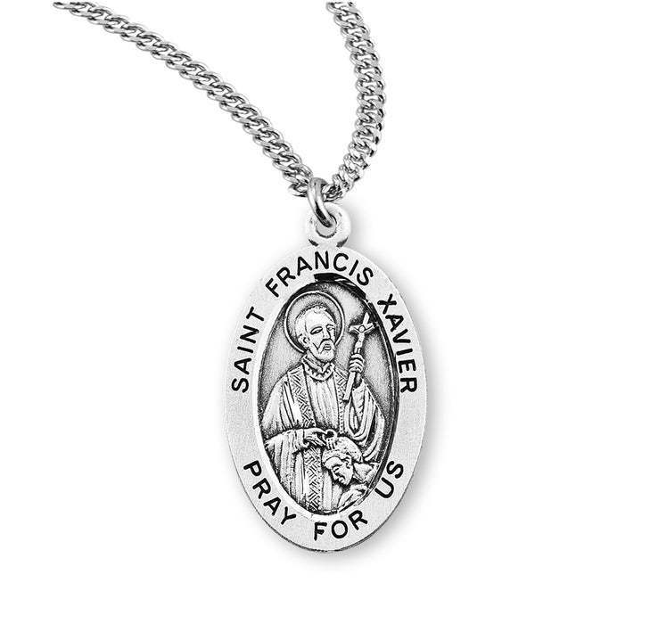 Patron Saint Francis Xavier Oval Sterling Silver Medal - S925720