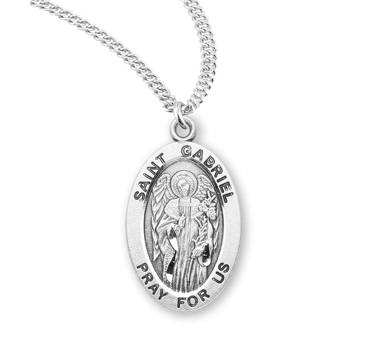 Patron Saint Gabriel Oval Sterling Silver Medal - S925820